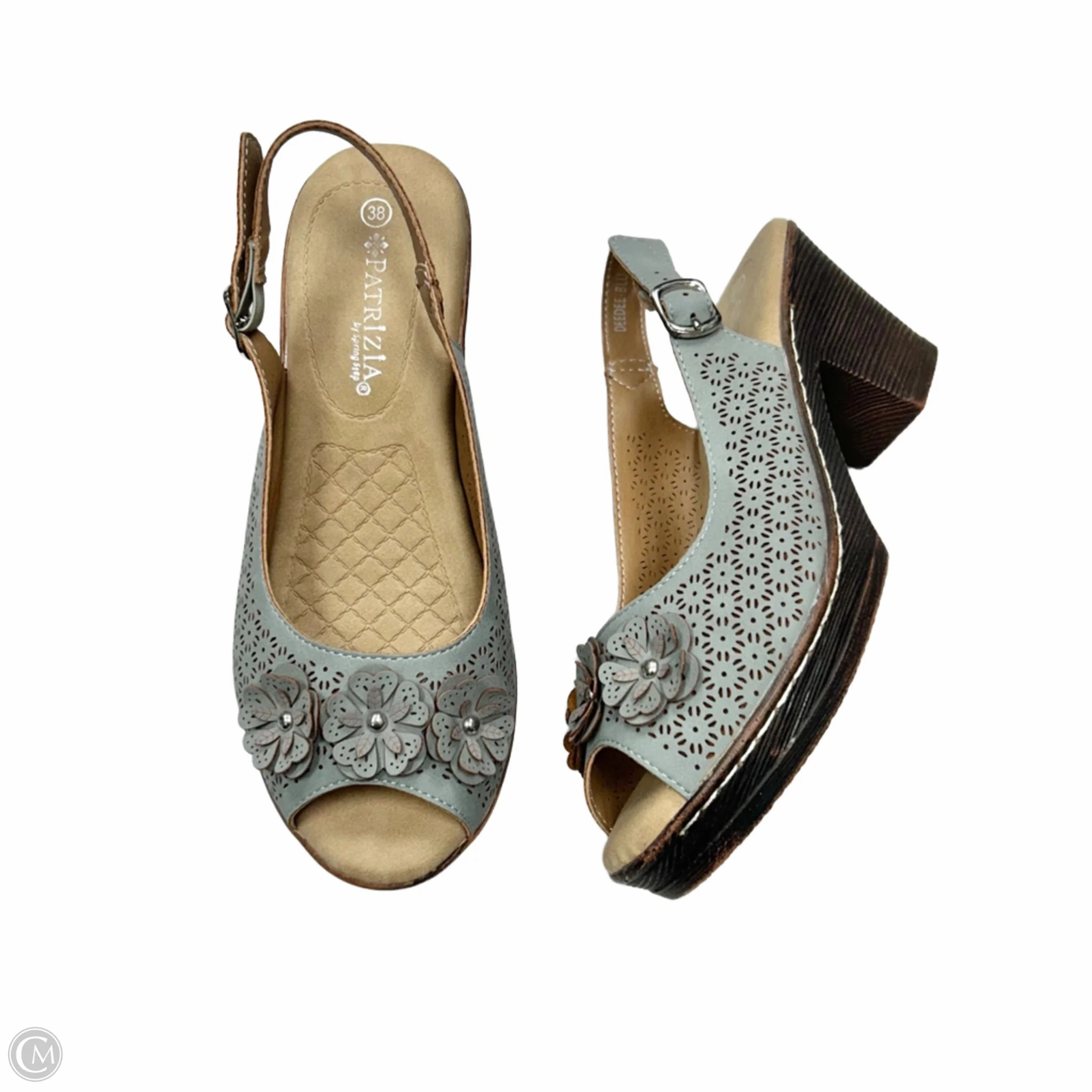 Sandals Heels Block By Spring Step In Blue, Size: 8