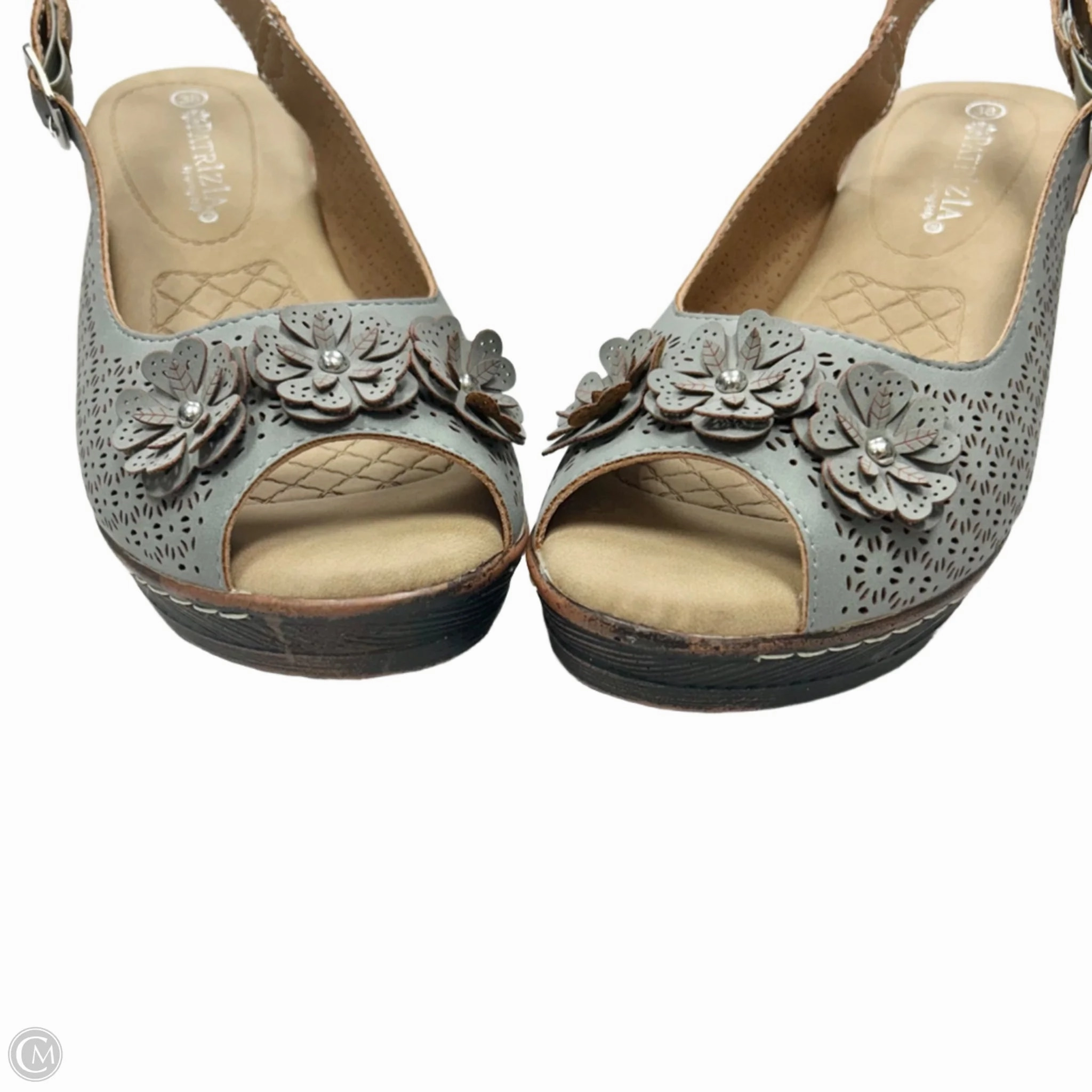 Sandals Heels Block By Spring Step In Blue, Size: 8