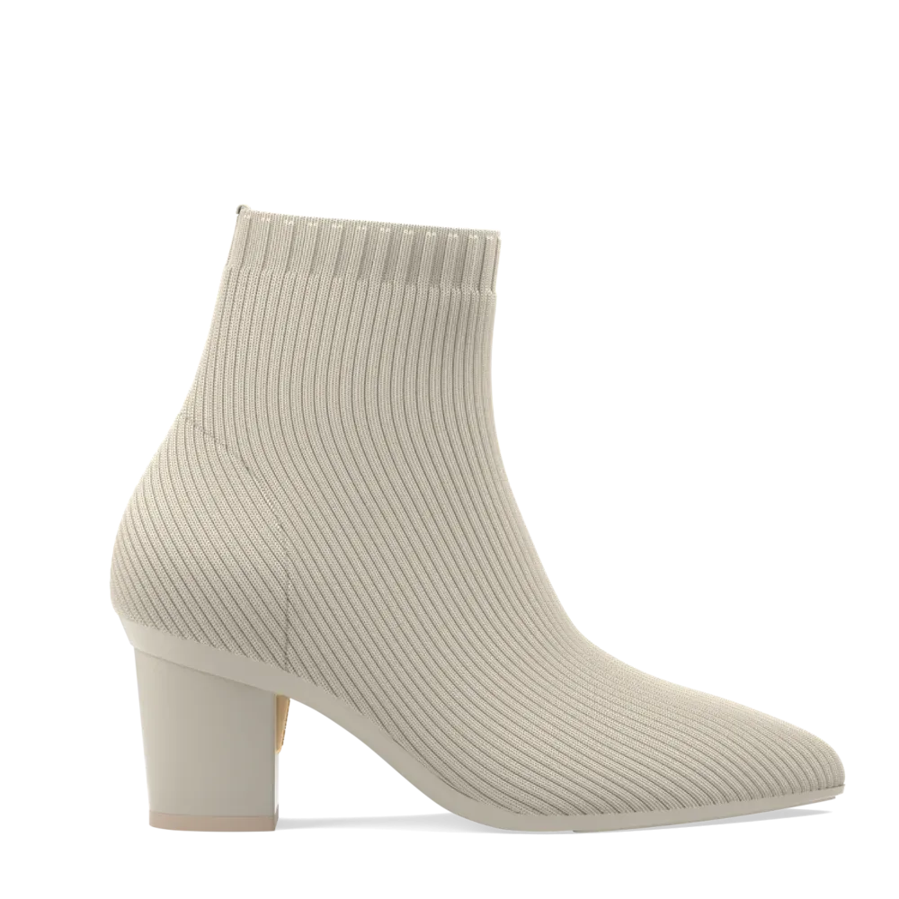 The Bootie Bone Knit   Block Heel Kit 3 Bone - FINAL SALE