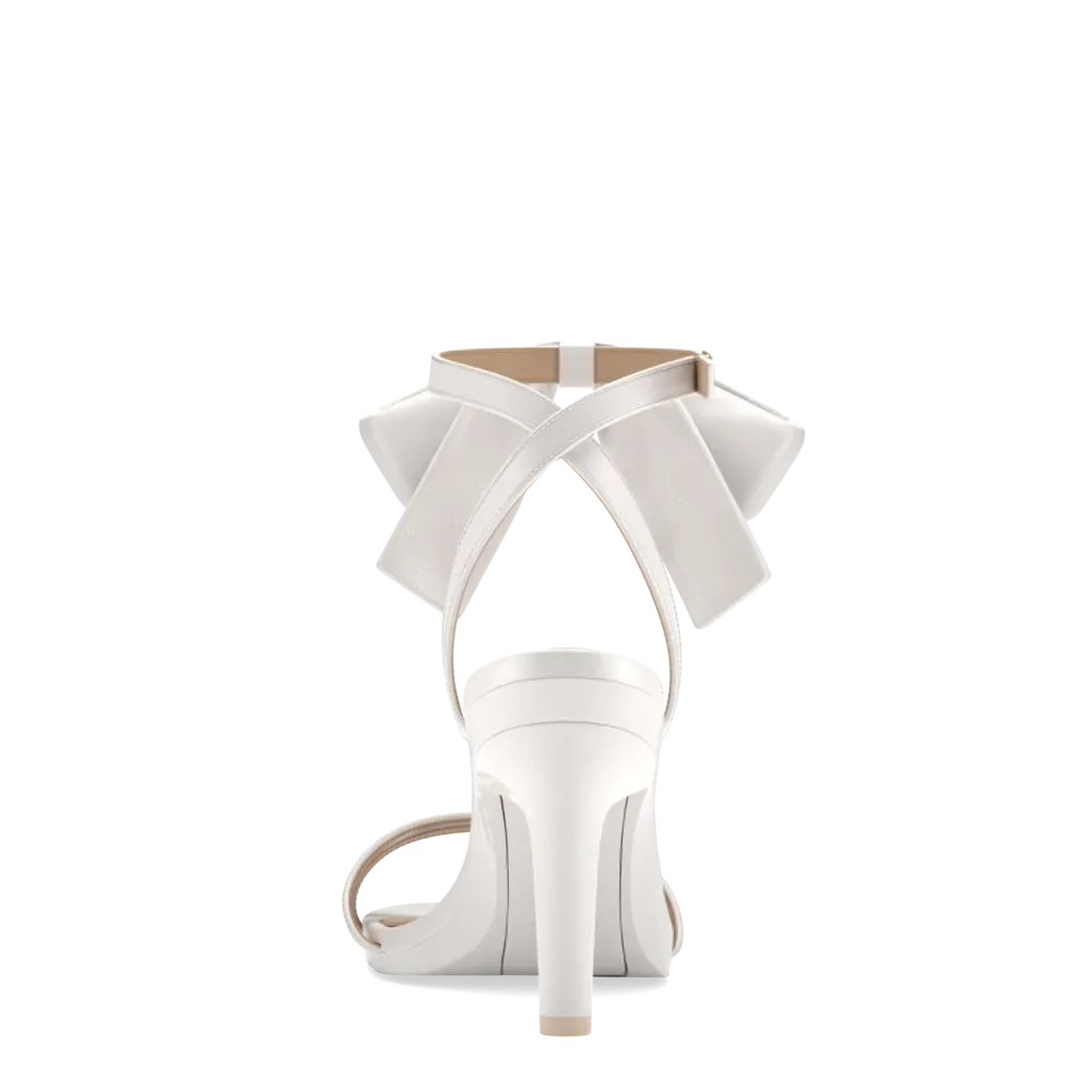 The Brynn White Satin Bow   Stiletto Heel Kit 4 White - FINAL SALE