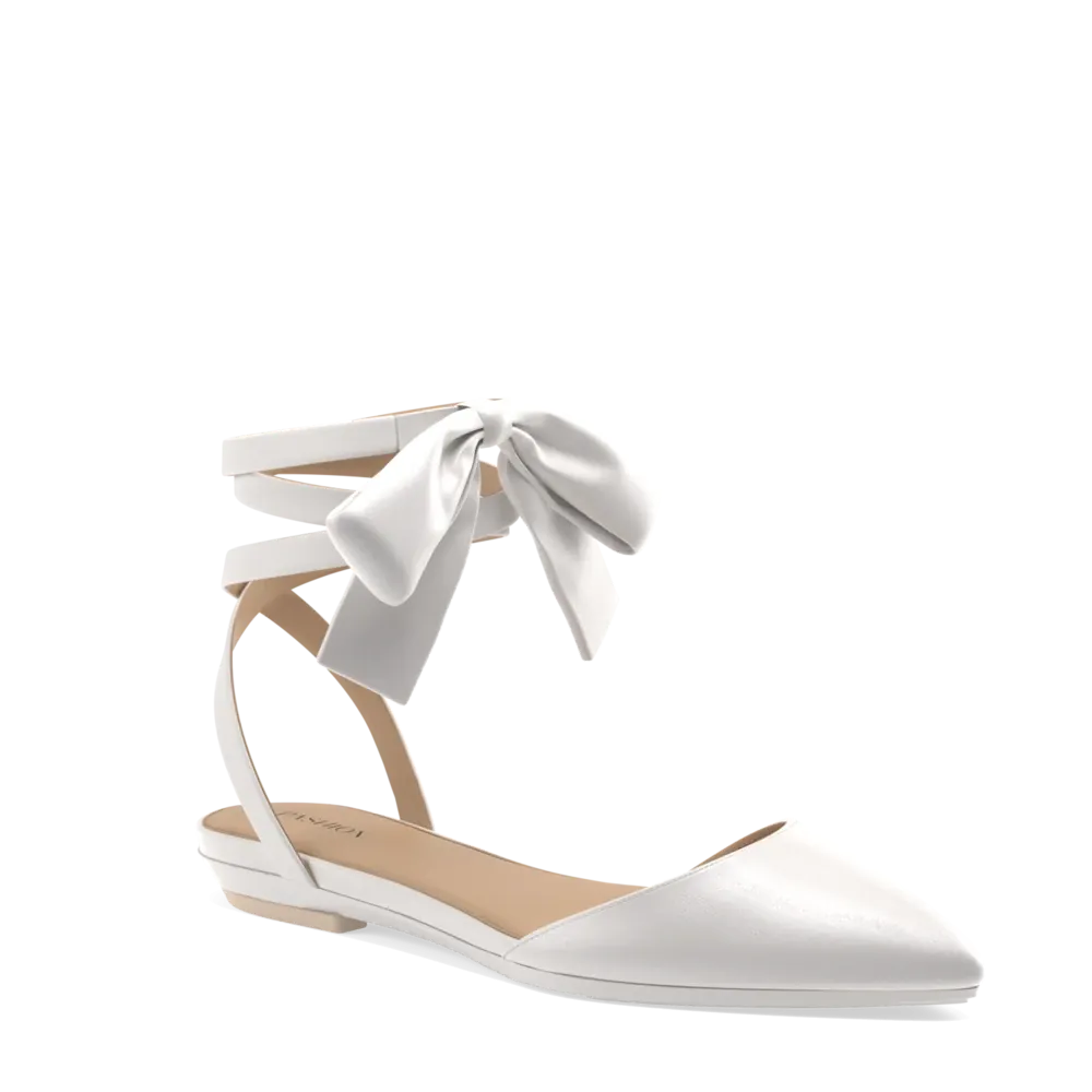 The D'Orsay - White Satin Bow   Block Heel Kit 3 White - FINAL SALE