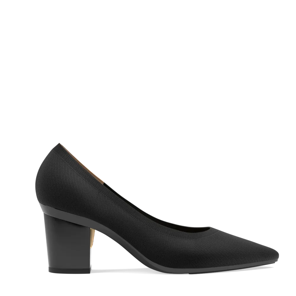 The Pump - Coal Knit   Block Heel Kit 3 Coal - FINAL SALE