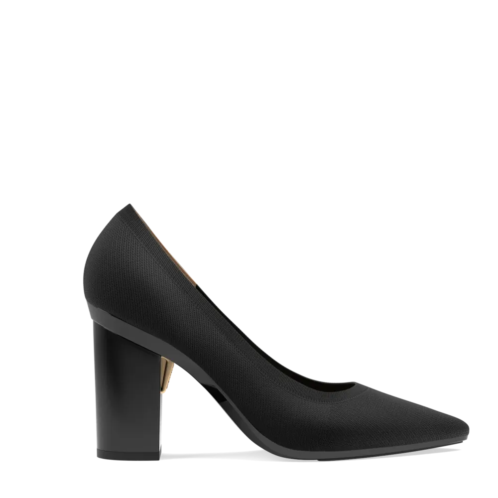 The Pump - Coal Knit   Block Heel Kit 4 Coal - FINAL SALE
