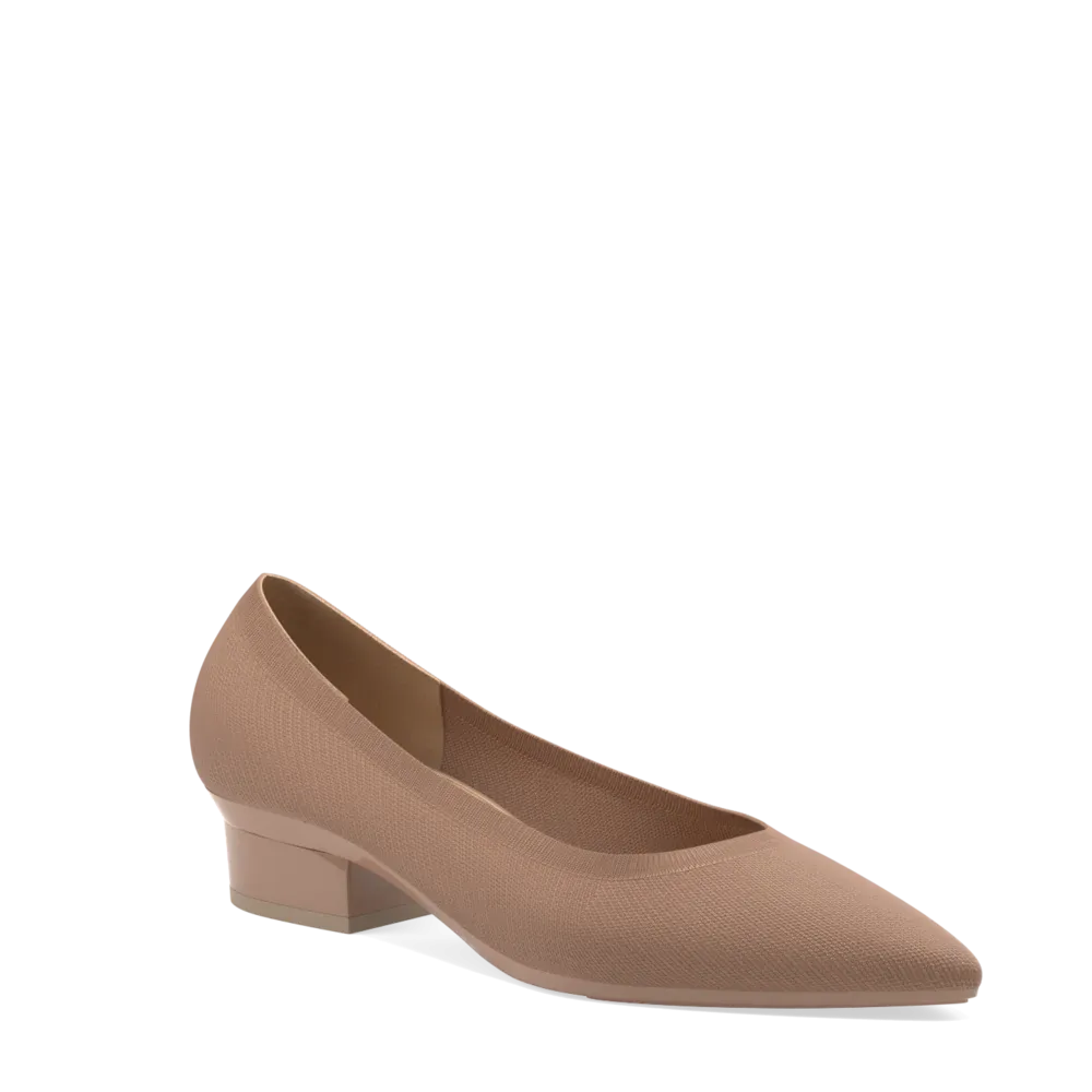 The Pump - Latte Knit   Block Heel Kit 3 Latte - FINAL SALE