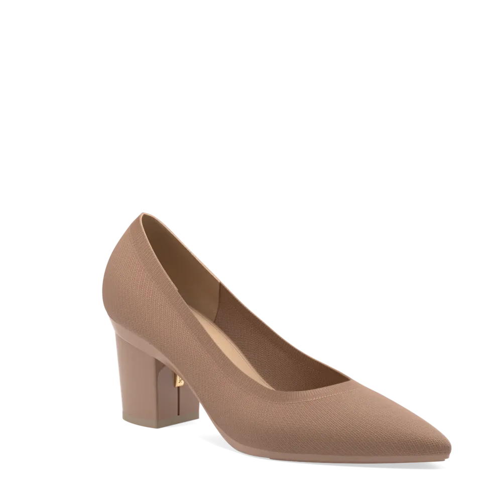 The Pump - Latte Knit   Block Heel Kit 3 Latte - FINAL SALE