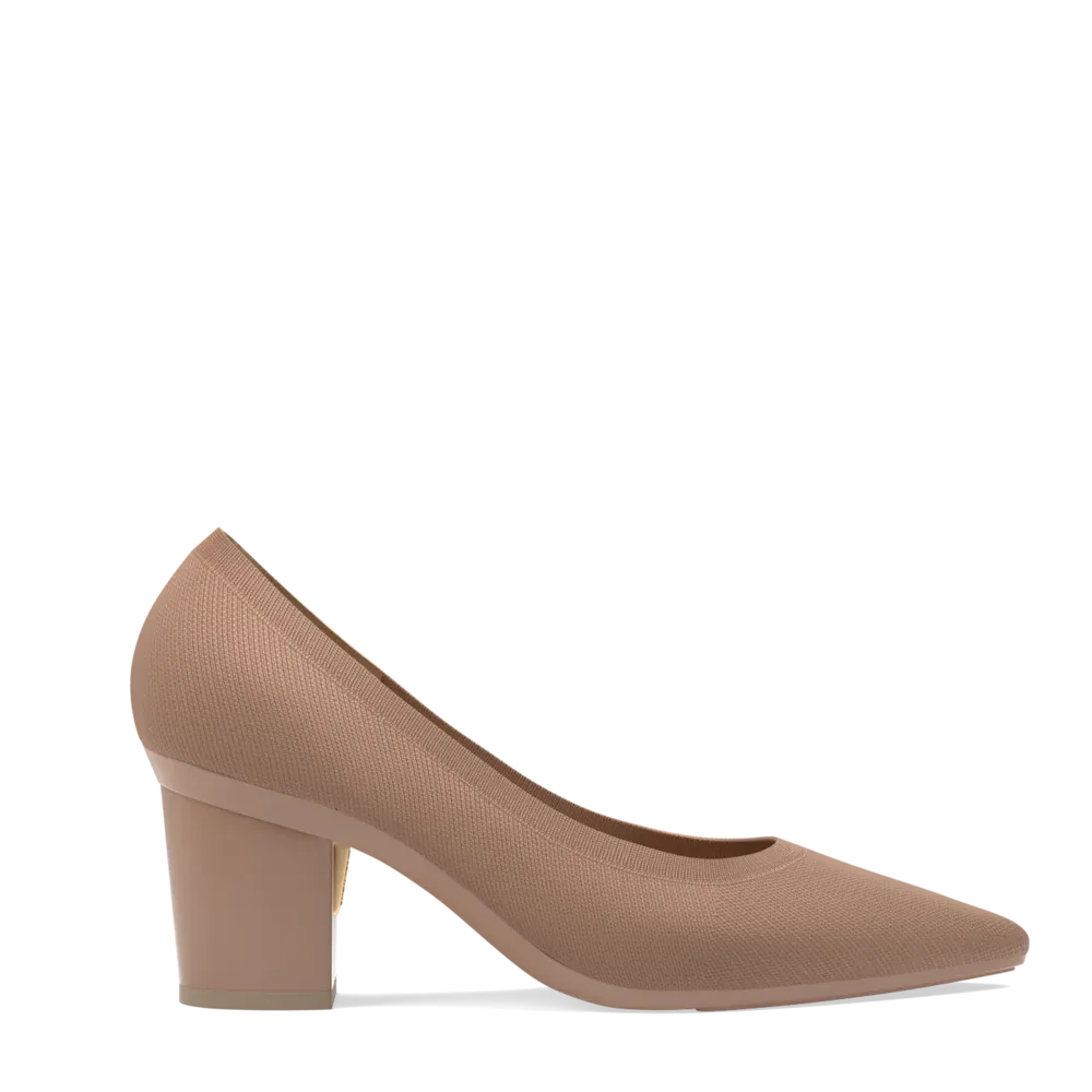 The Pump - Latte Knit   Block Heel Kit 3 Latte - FINAL SALE
