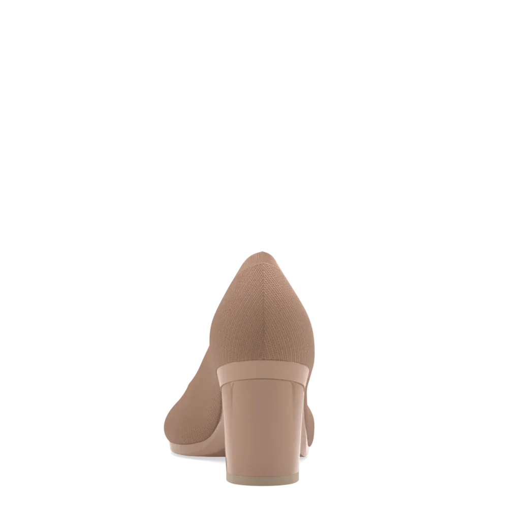 The Pump - Latte Knit   Block Heel Kit 3 Latte - FINAL SALE