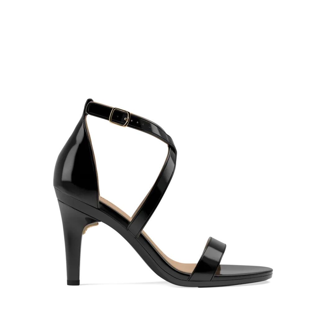 The Sandal - Coal Patent   Stiletto Heel Kit 4 Coal - FINAL SALE