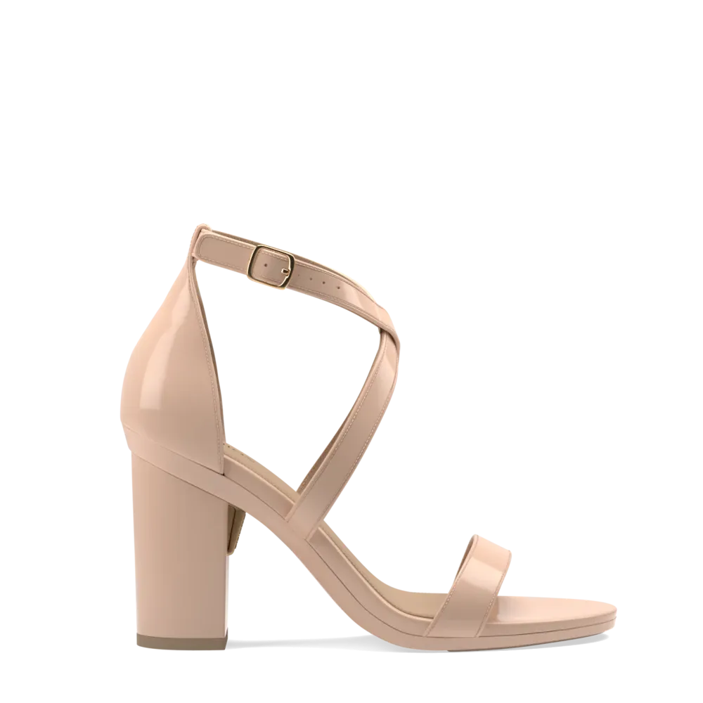 The Sandal - Sand Patent   Block Heel Kit 4 Sand - FINAL SALE