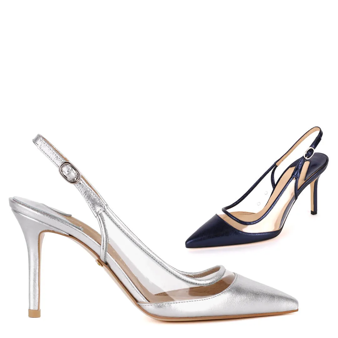 *UK size 3 - FACE THE SUN - navy, 7cm heels