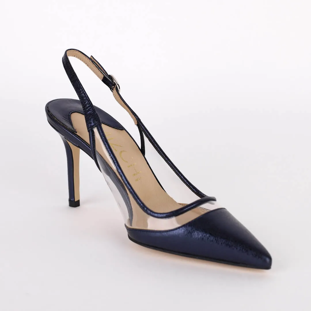 *UK size 3 - FACE THE SUN - navy, 7cm heels
