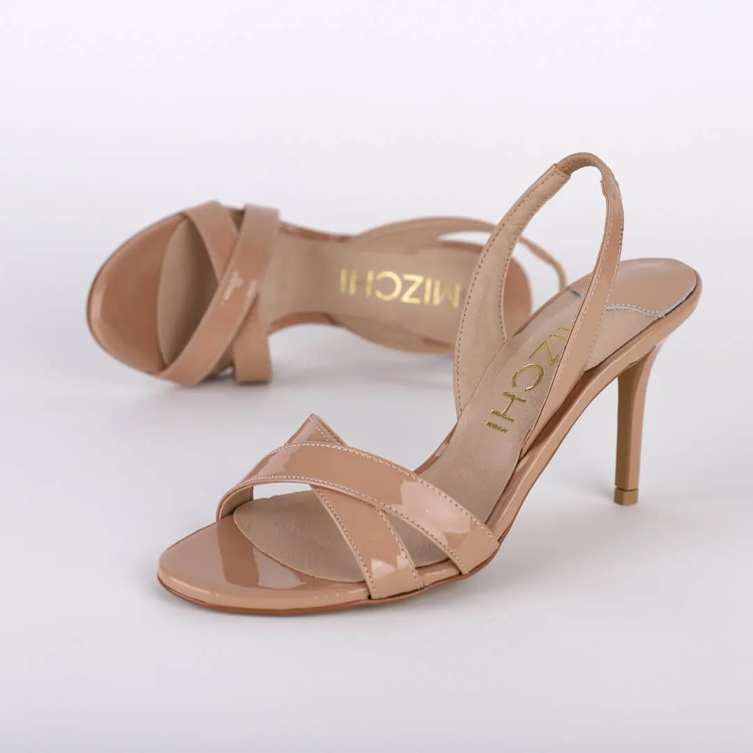 *UK size 3  TWIGGY - beige patent, 10cm heels