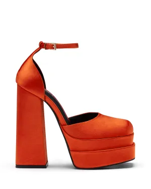 Viva Platform Heel Tangerine Satin