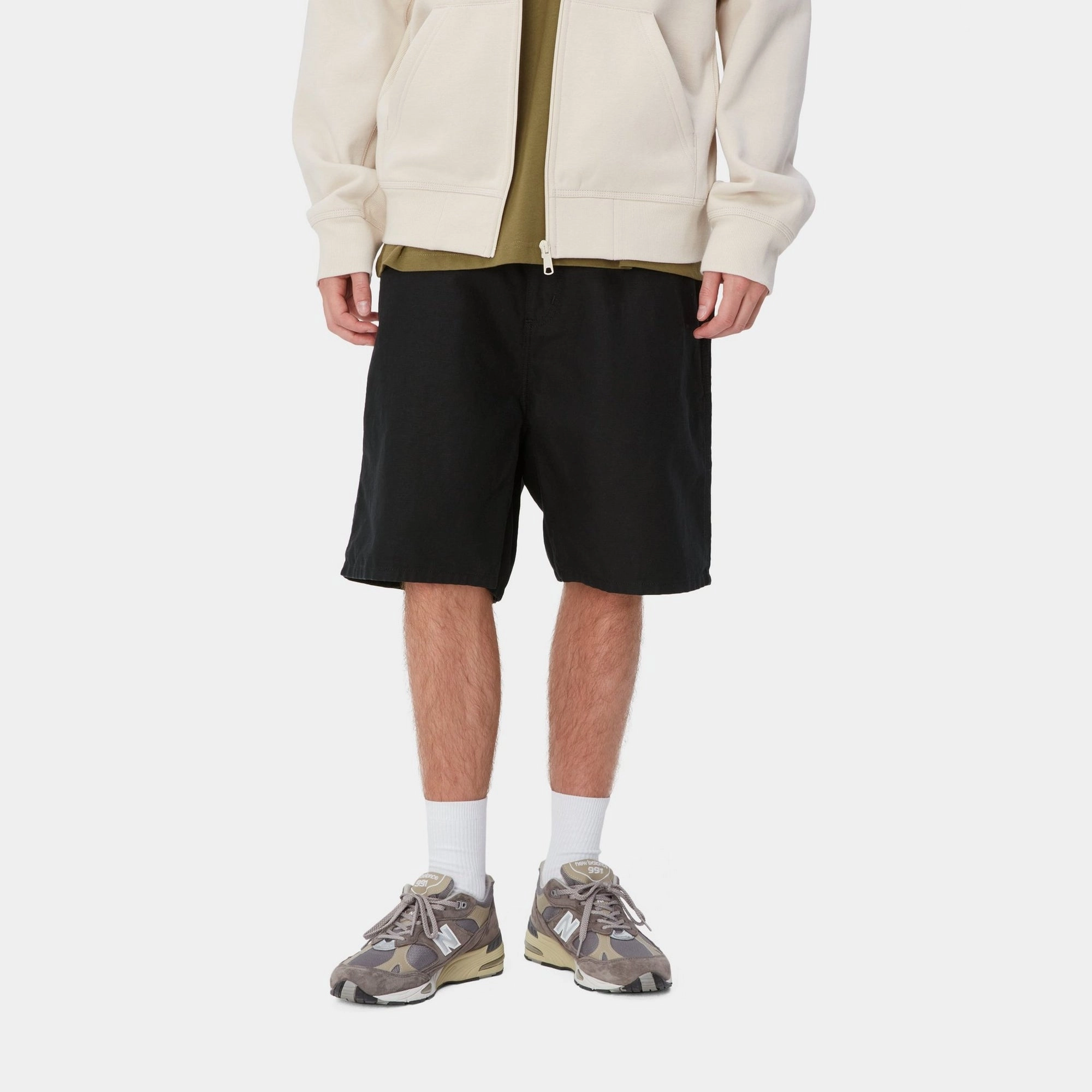 Walter Linen Single Knee Short | Black